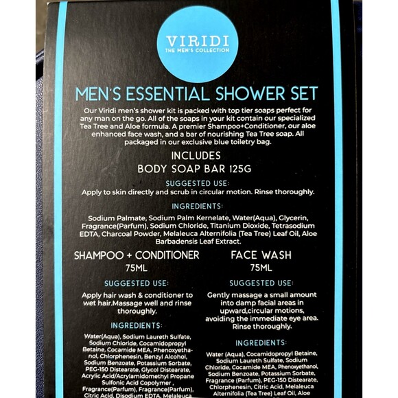 Viridi Mens Shower Gift Set Toiletry Bag Shampoo Conditioner Soap Face Wash Blue - Picture 4 of 4